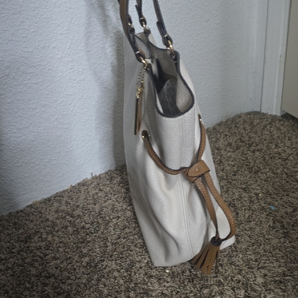 Coach Andy Cream & Brown Embroidery Pebbled Leather Tote (METAL HANGTAG)(EUC)🤎✨ - Picture 8 of 13